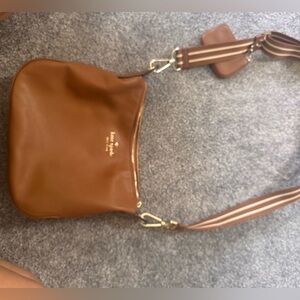 Kate Spade Tan Crossbody Bag with Striped Strap